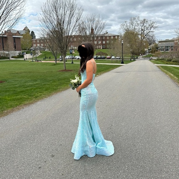 Portia and Scarlett PS24055 Prom Dress Blue Corset Embellished Size 00 - Picture 5 of 14